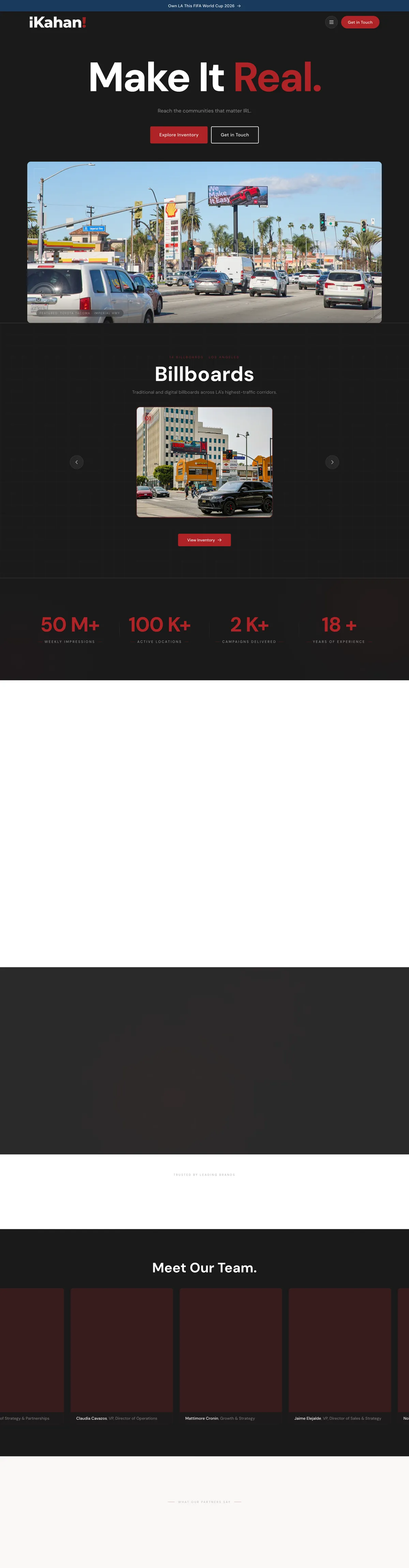 Full scroll of the iKahan Media desktop site built by Noble Growth
